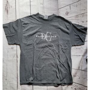 Vintage Washington DC Spell Out Embroidered Dark Gray T-Shirt Size XL